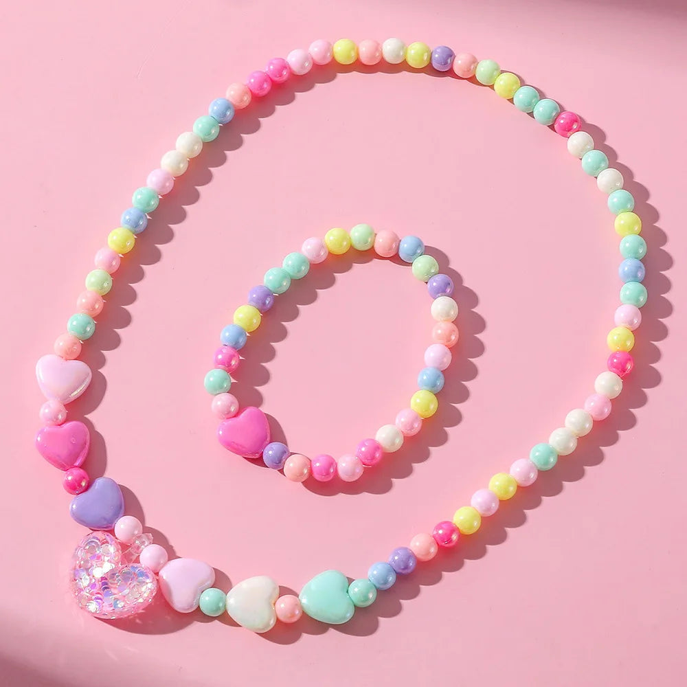 DIY Candy Bead Necklace Bracelet Set for Girls | Colorful Kids Jewelry | Ships USA & Australia
