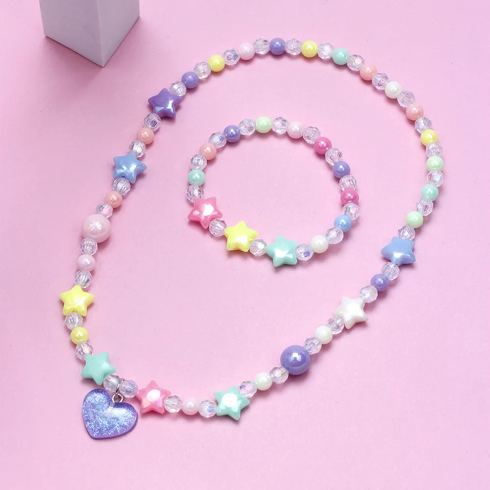 DIY Candy Bead Necklace Bracelet Set for Girls | Colorful Kids Jewelry | Ships USA & Australia