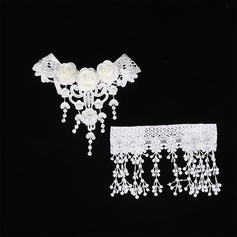 Vintage Gothic Tattoo Lace Choker | Black Crystal Pendant | Boho Jewelry | USA