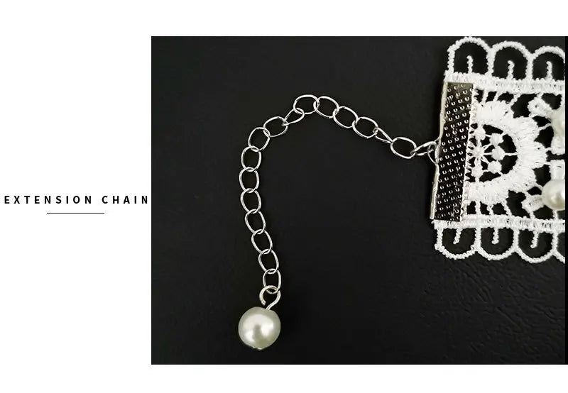 White Pearl Lace Necklace & Earrings Set | Lolita Fashion Accessories