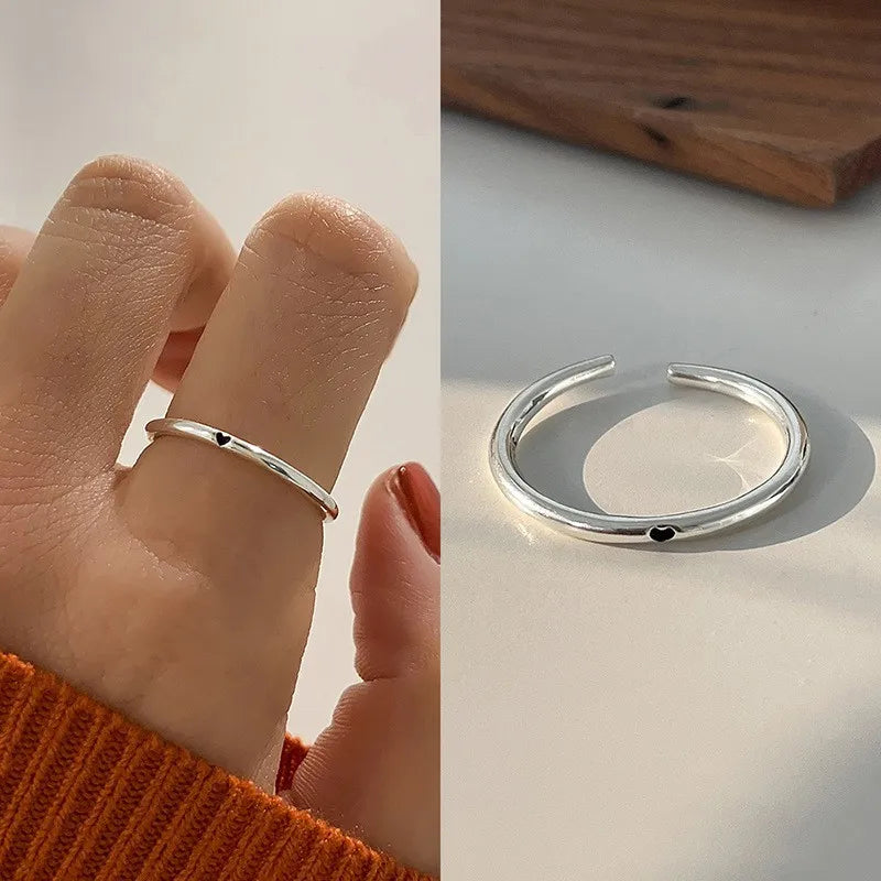 Sterling Silver Flower Bow Ring - Love Combination Adjustable Design