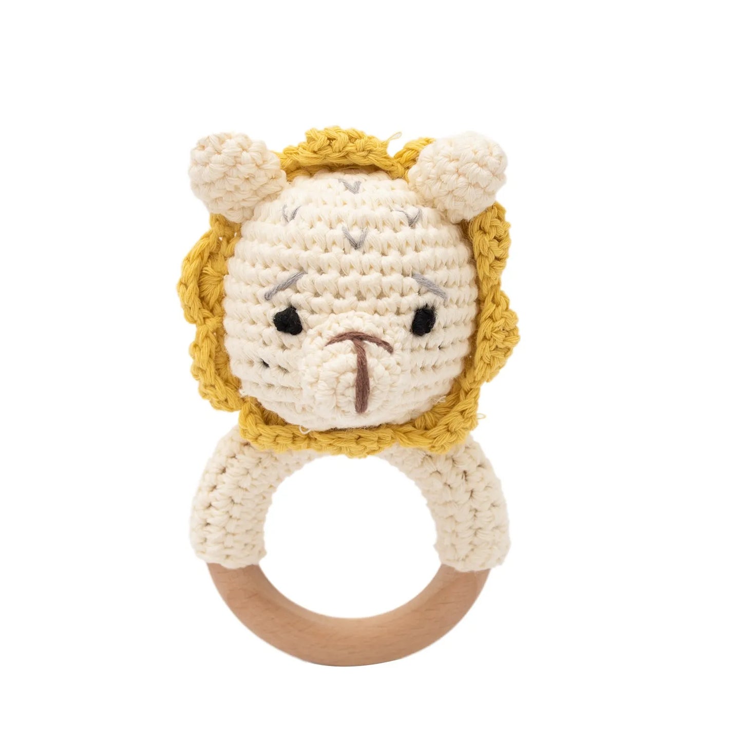 Crochet Bunny Rattle Teether | Wooden Ring Baby Gym Mobile | USA Australia