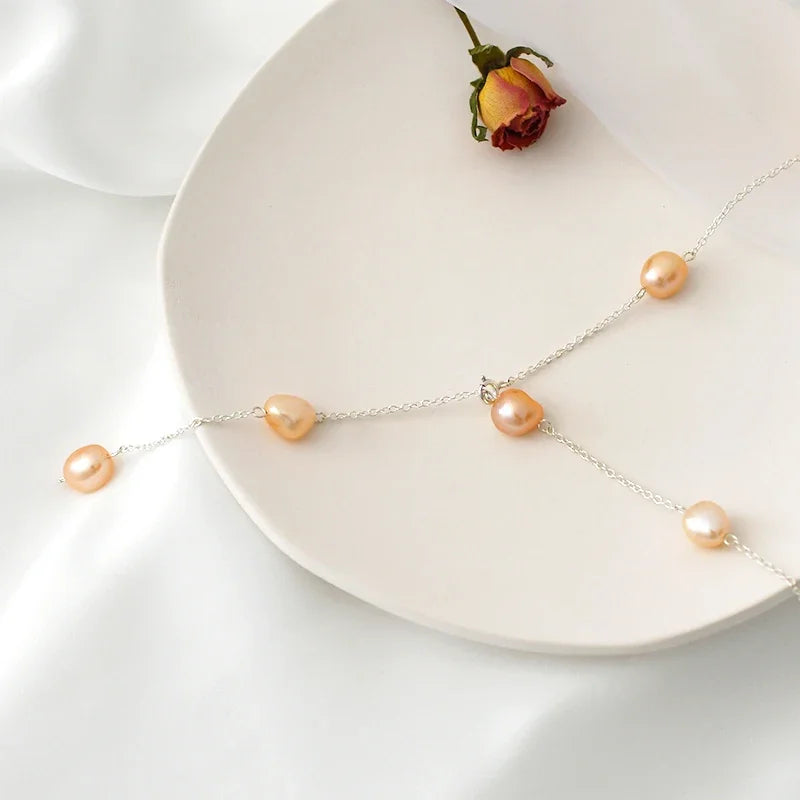 ASHIQI 925 Sterling Silver Baroque Pearl Necklace | Vintage Handmade | USA Australia