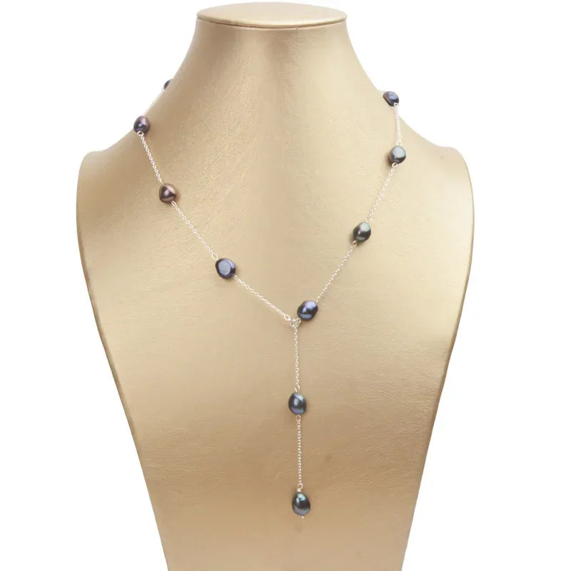 ASHIQI 925 Sterling Silver Baroque Pearl Necklace | Vintage Handmade | USA Australia