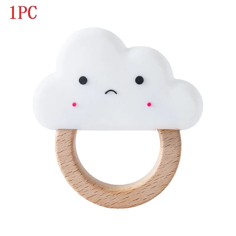 5-Pack Wooden Teether Set | BPA Free Animal Shapes | Hedgehog & Bird | USA
