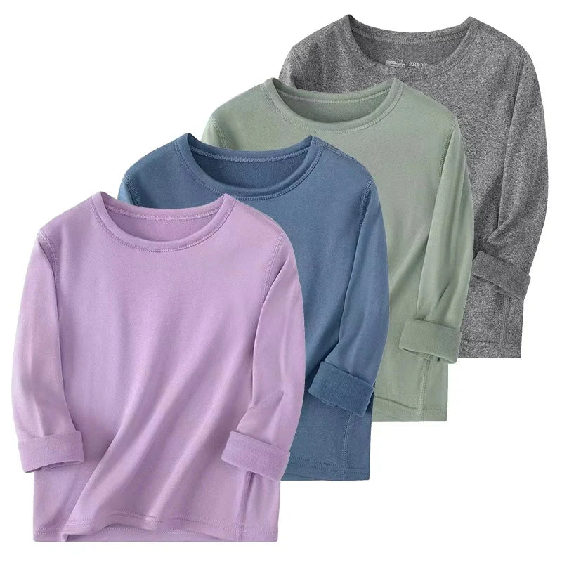 1/3/5 Pack Children's Solid Color Long Sleeve T-shirt | Boys Girls | USA