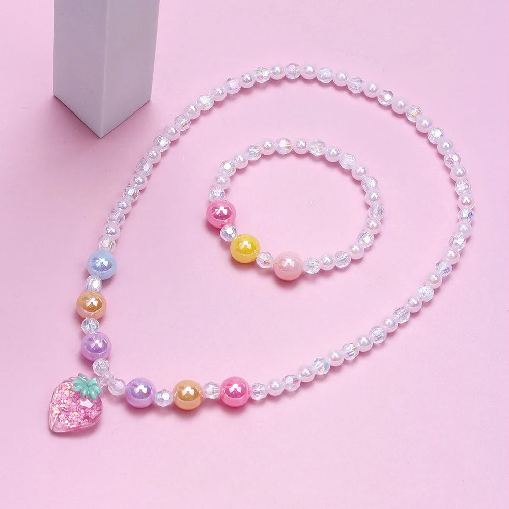 DIY Candy Bead Necklace Bracelet Set for Girls | Colorful Kids Jewelry | Ships USA & Australia
