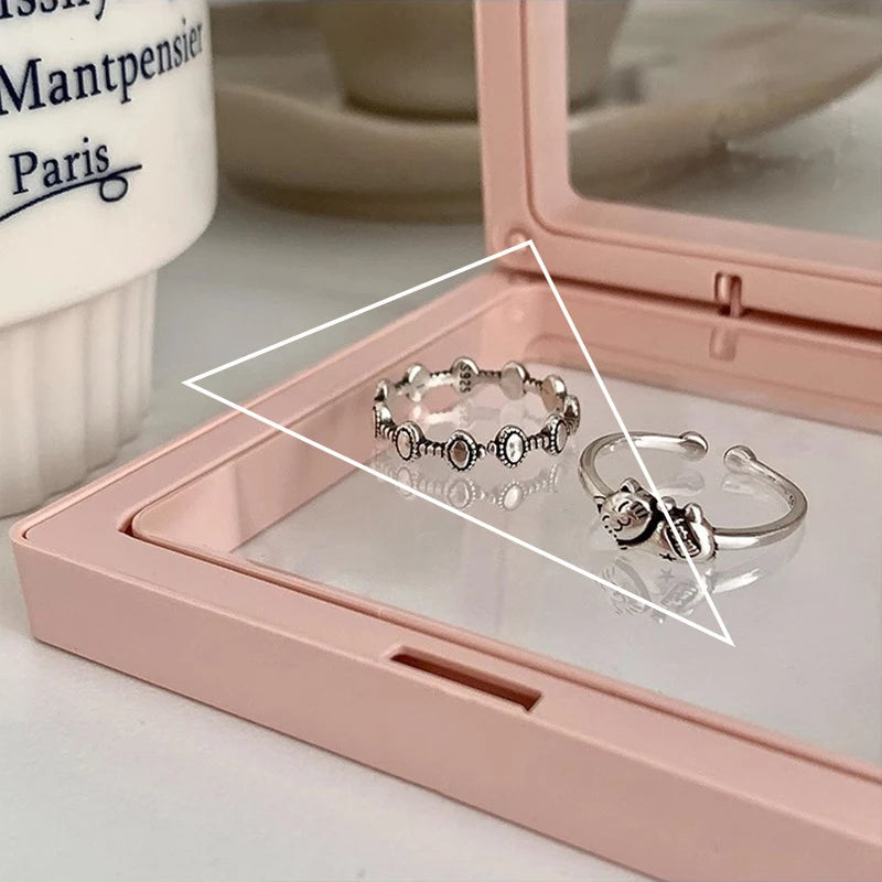 Sterling Silver Flower Bow Ring - Love Combination Adjustable Design