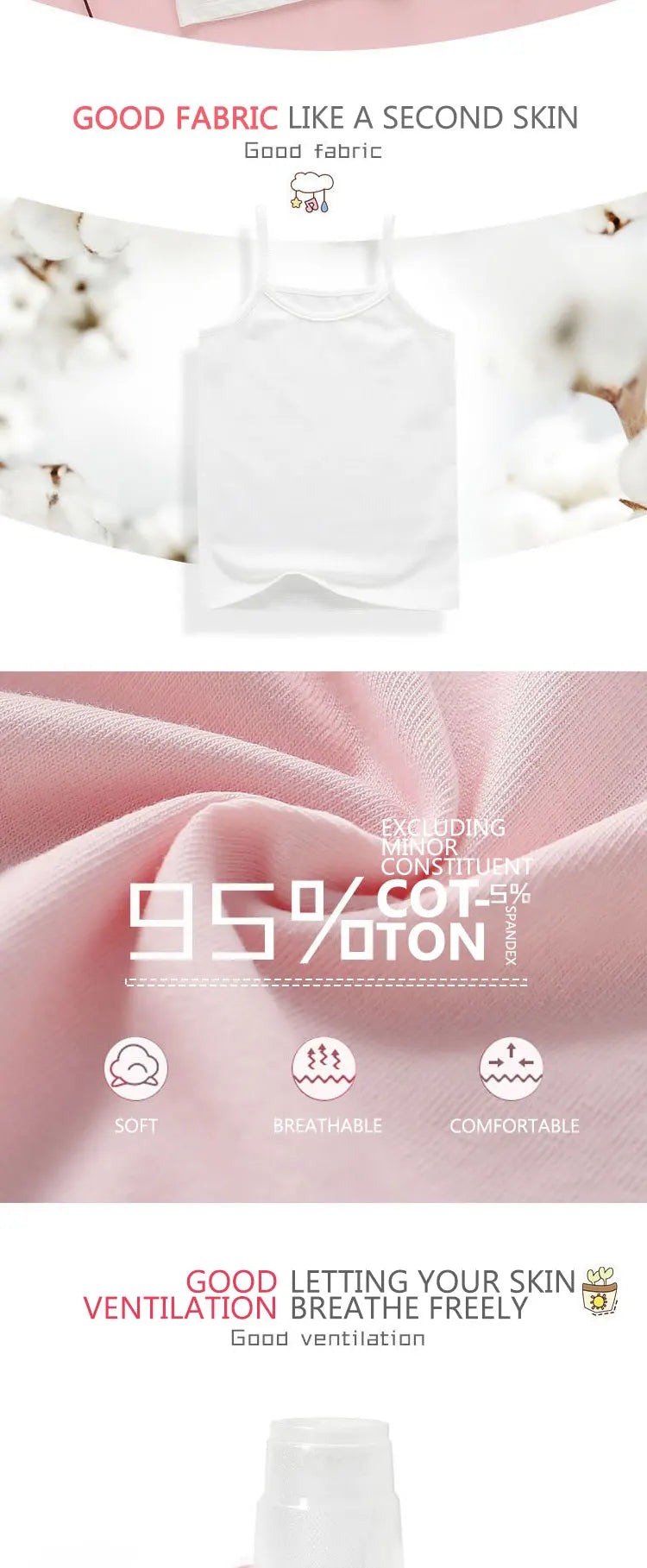2025 Summer Cotton Girls Tanks Top Breathable Underwears Children Camisoles Kids Solid Color Undershirt Sleeveless Vest Age 3-8