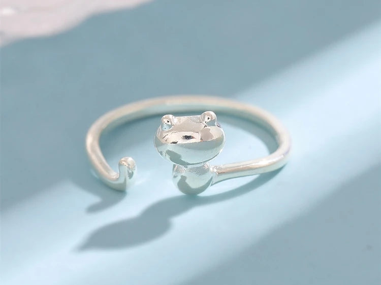 Cute Cat Sterling Silver Ring | Adjustable Animal Design | Women | USA Australia
