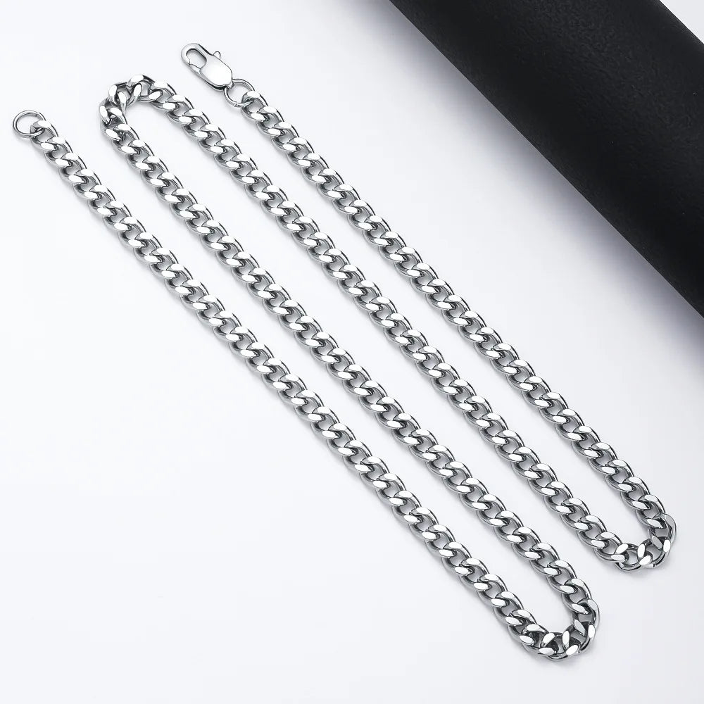 Punk Cuban Chain Necklace | Stainless Steel Curb Link Choker | Women Men | USA