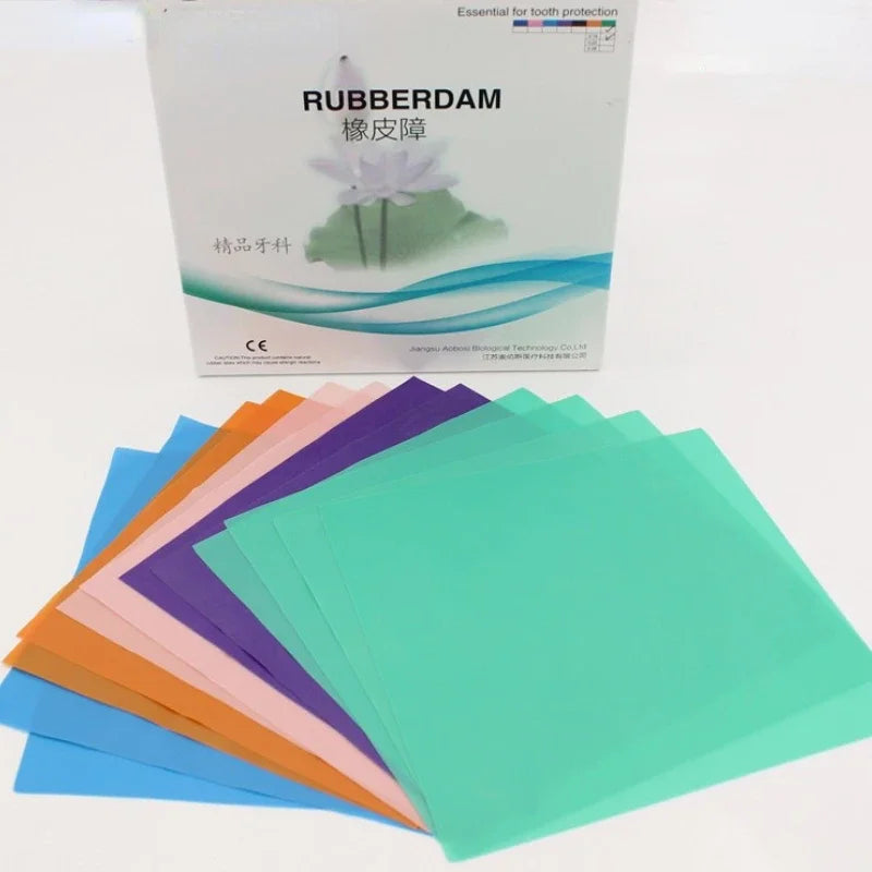 Dental Rubber Dam Sheet 52pcs 5“x5” / 36pcs 6"x6" Natural Latex Rubber Barrier Dams Dental Materials for Teeth Whitening