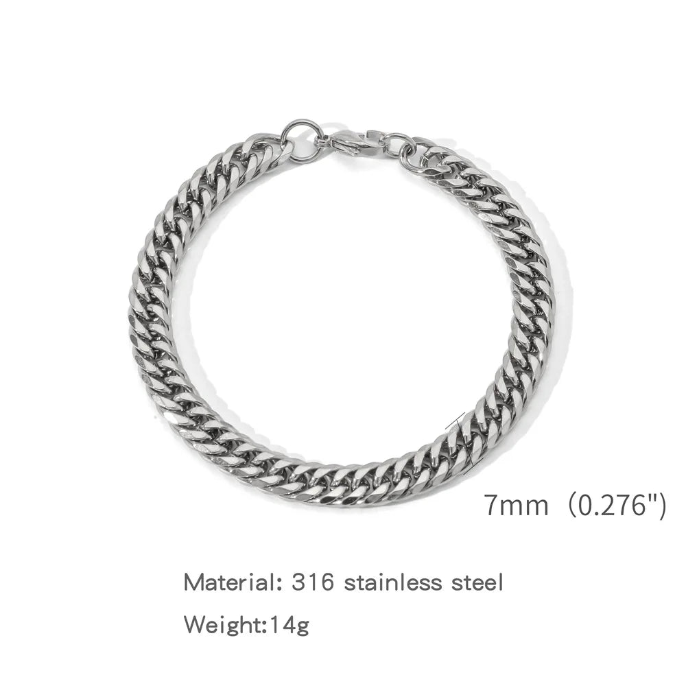 Stainless Steel NK Chain Bracelet | Silver Hip Hop Style | Women Men | USA