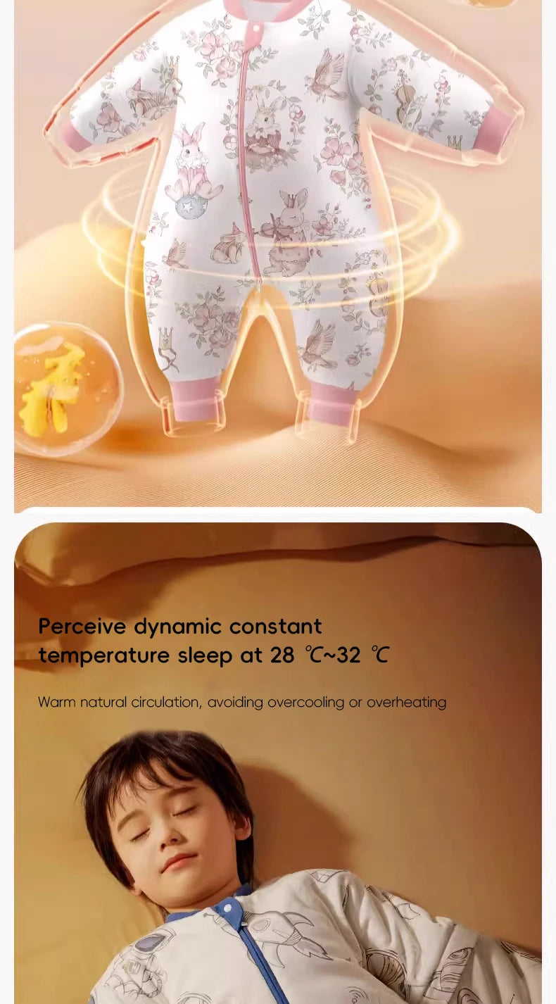 AIBEDILA Kids Onesie Boys Girls Long Sleeve Bamboo Cotton Pajamas Children Winter Cartoon Pyjama Baby Sleepwear Sleeping Bag