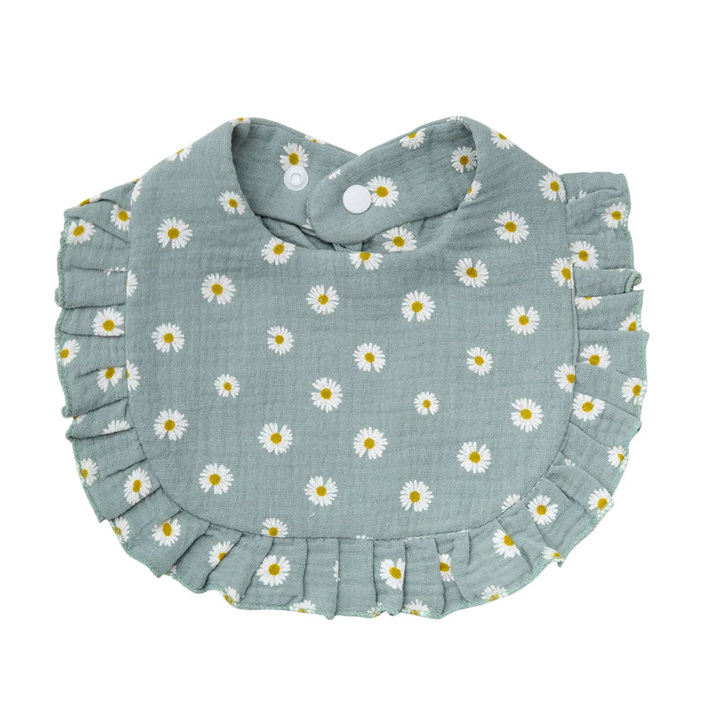 Flower Print Baby Bibs | Adjustable Muslin Cotton Burp Cloths | Girls | USA
