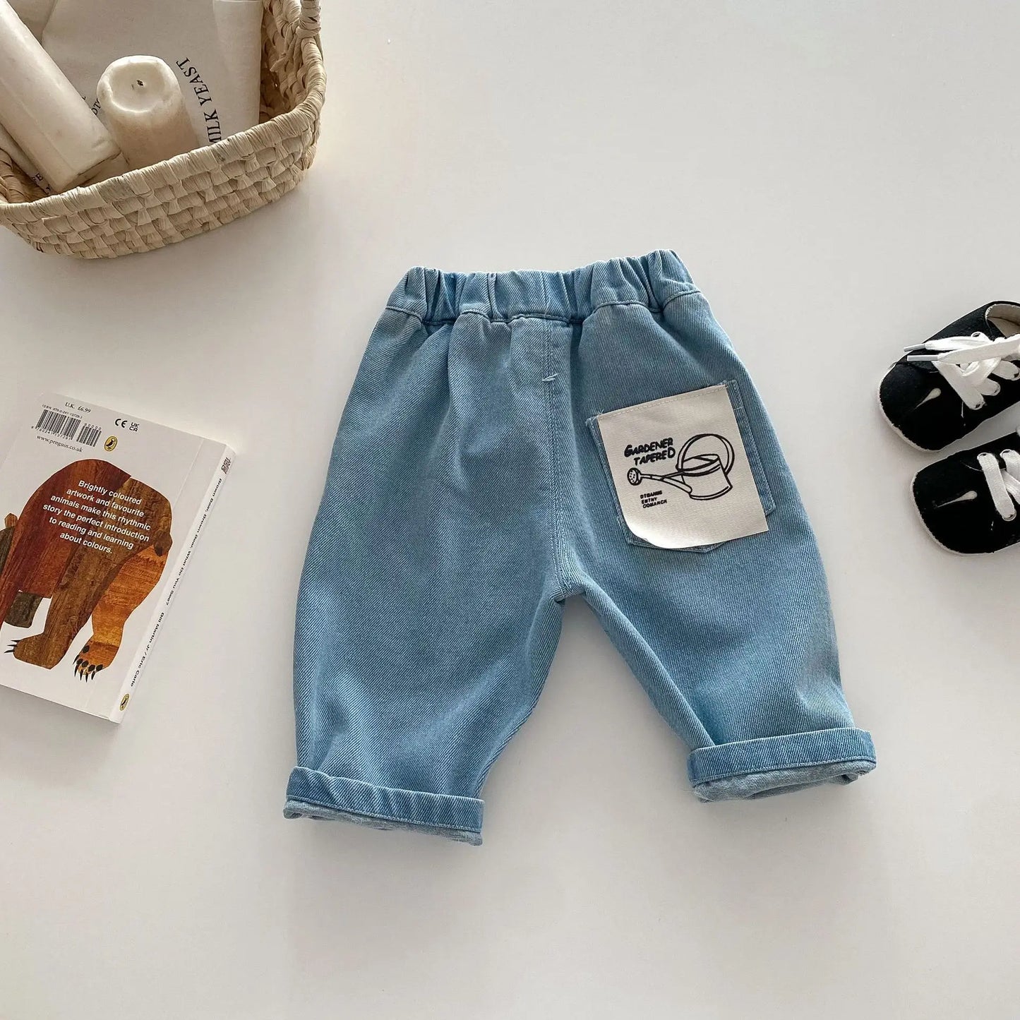 Solid Color Kids Pants - Elastic Waist Casual Trousers (1-6 Years)