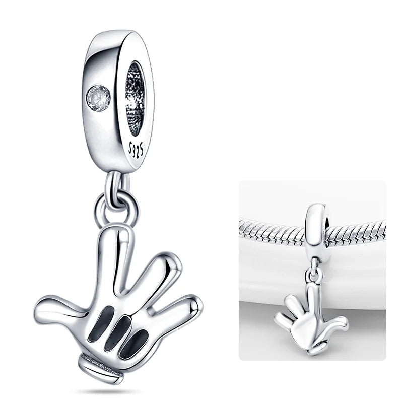 Cute Hand Pendant Charm Beads For Original 3mm 925 Silver Bracelet Necklace DIY Fine Jewellery Gifts Hot Sale