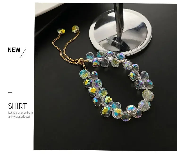 Transparent Crystal Bracelet for Kids | Shiny Stone Beads Elastic Bangle | USA