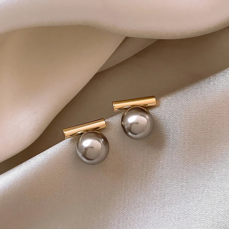 French Minimalist Grey Pearl Pendant Earrings - 2025 Fashion Jewelry