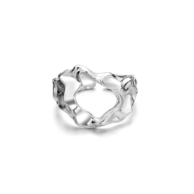 Sterling Silver Flower Bow Ring - Love Combination Adjustable Design