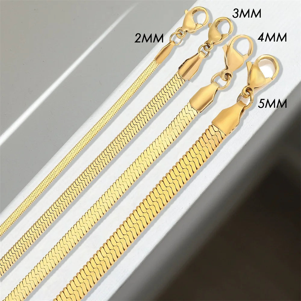 Stainless Steel Snake Chain Bracelet | Gold Plated 2-5mm Width | USA Australia