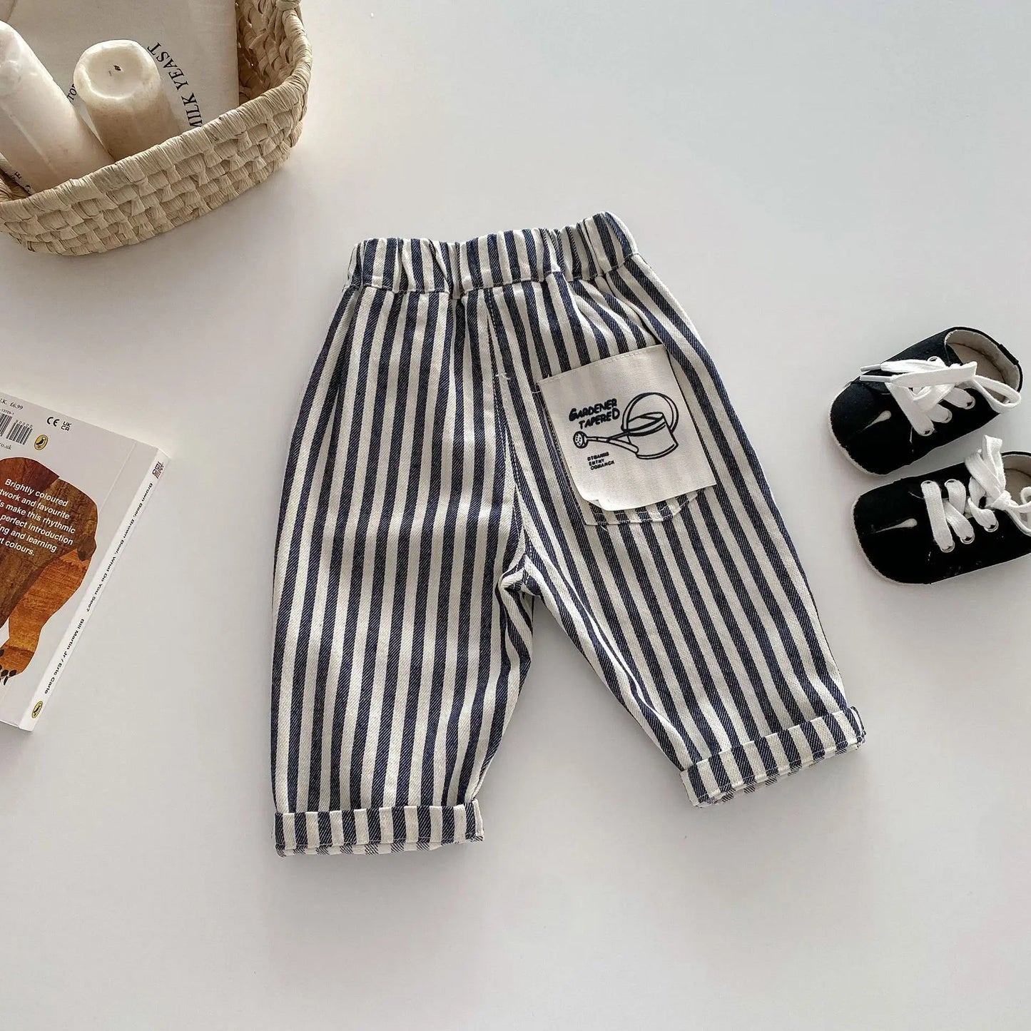 Solid Color Kids Pants - Elastic Waist Casual Trousers (1-6 Years)