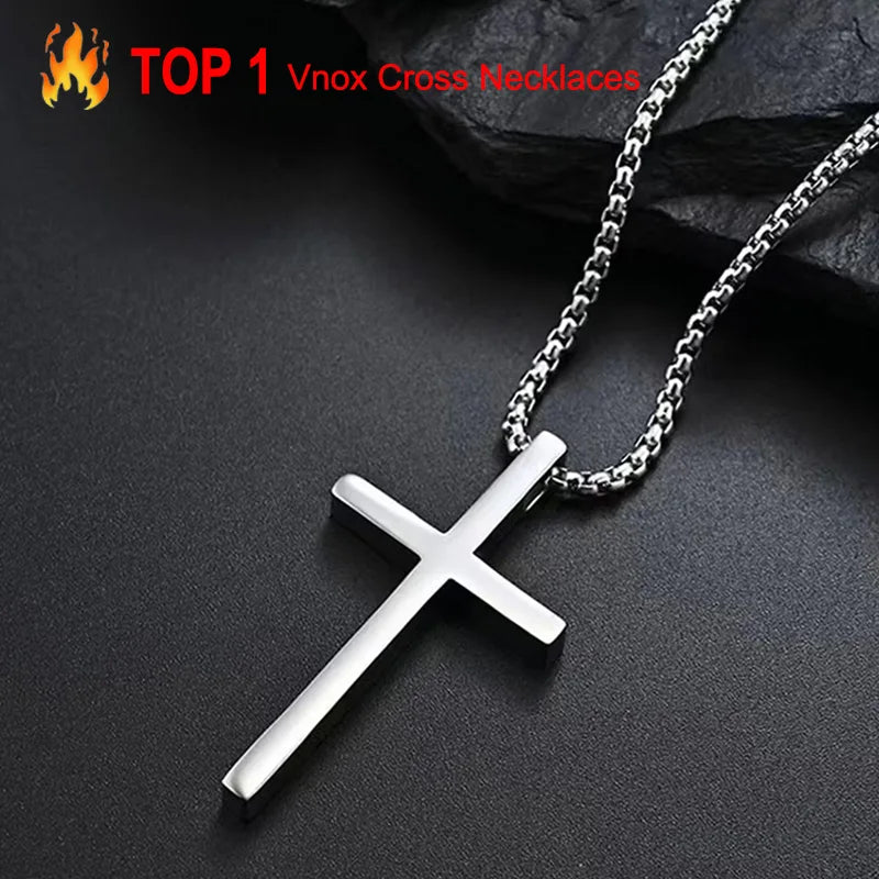 Stainless Steel Cross Necklace | Unisex Silver Pendant | Women Men | USA