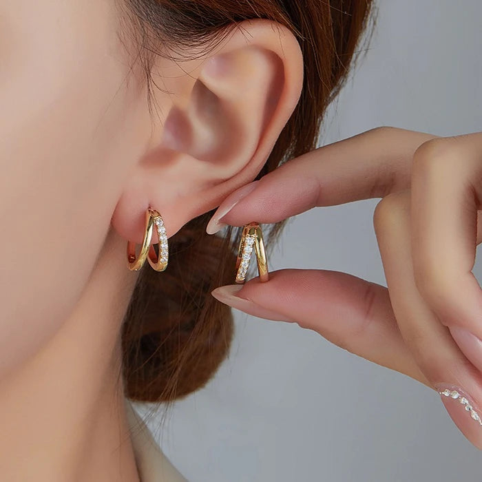 Half Flower Stud Earrings - Gold Minimalist Irregular Petal Design