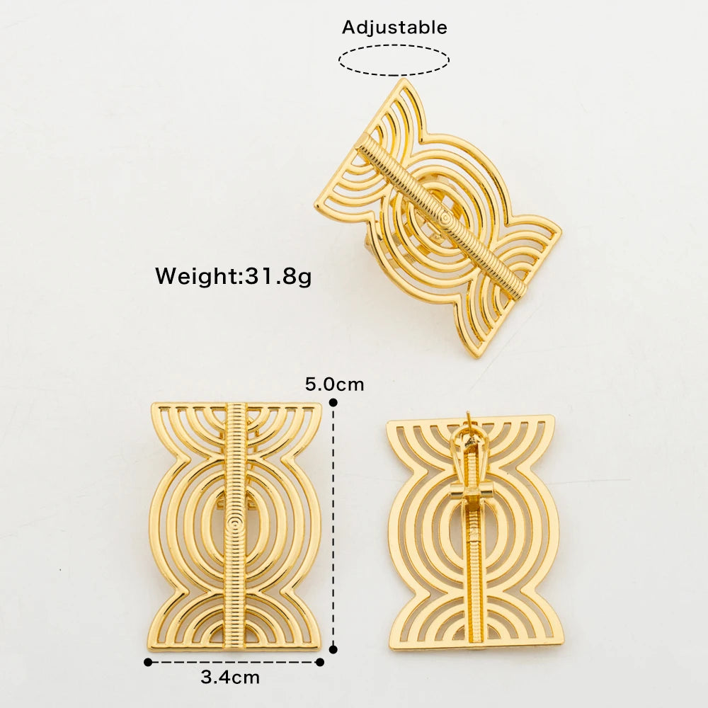 4sets Earrings with Ring Luxury Dubai African Gold Color Jewelry Sets for Women Weddings Bride Party Geometry Jewellry Accessory