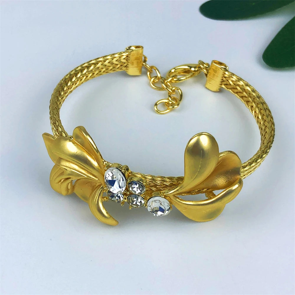 TITI Fashion Jewelry Sets Gold Color Necklace And Earrings For Women 4 Pieces Jewelry Set
