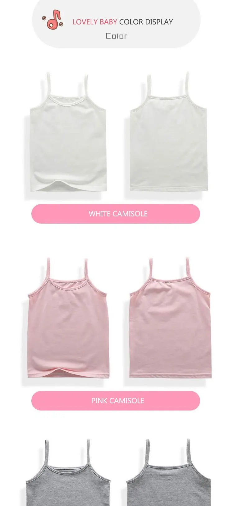 2025 Summer Cotton Girls Tanks Top Breathable Underwears Children Camisoles Kids Solid Color Undershirt Sleeveless Vest Age 3-8