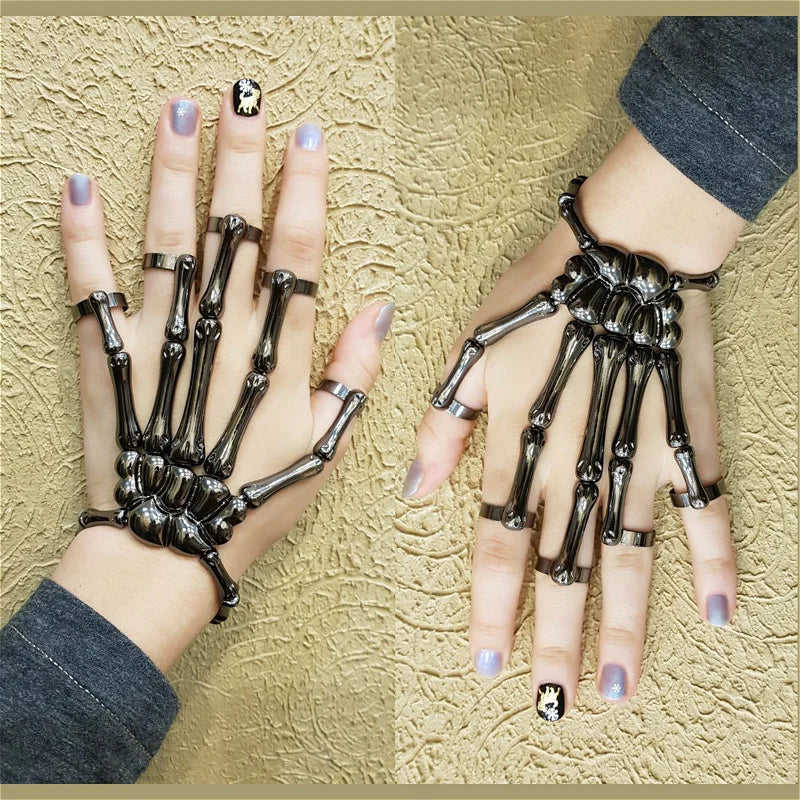 Skeleton Hand Bracelet | Gothic Punk Skull Adjustable Bangle | USA Australia
