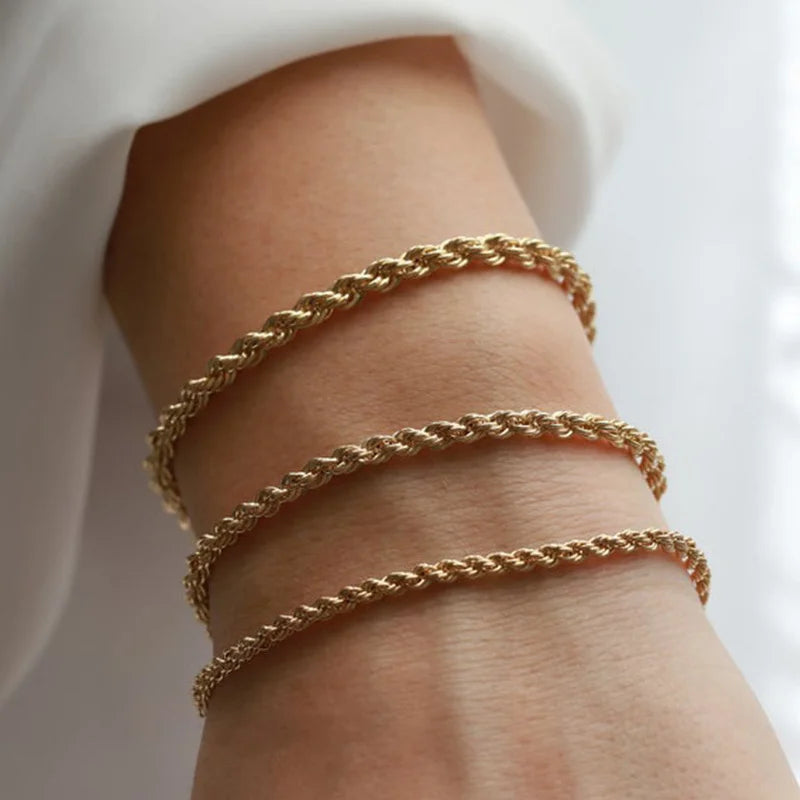 Unisex Rope Chain Bracelet | Stainless Steel Twisted Links | Women Men | USA