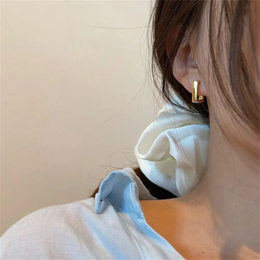 U-Shaped Geometric Earrings - Gold Irregular Trendy Jewelry