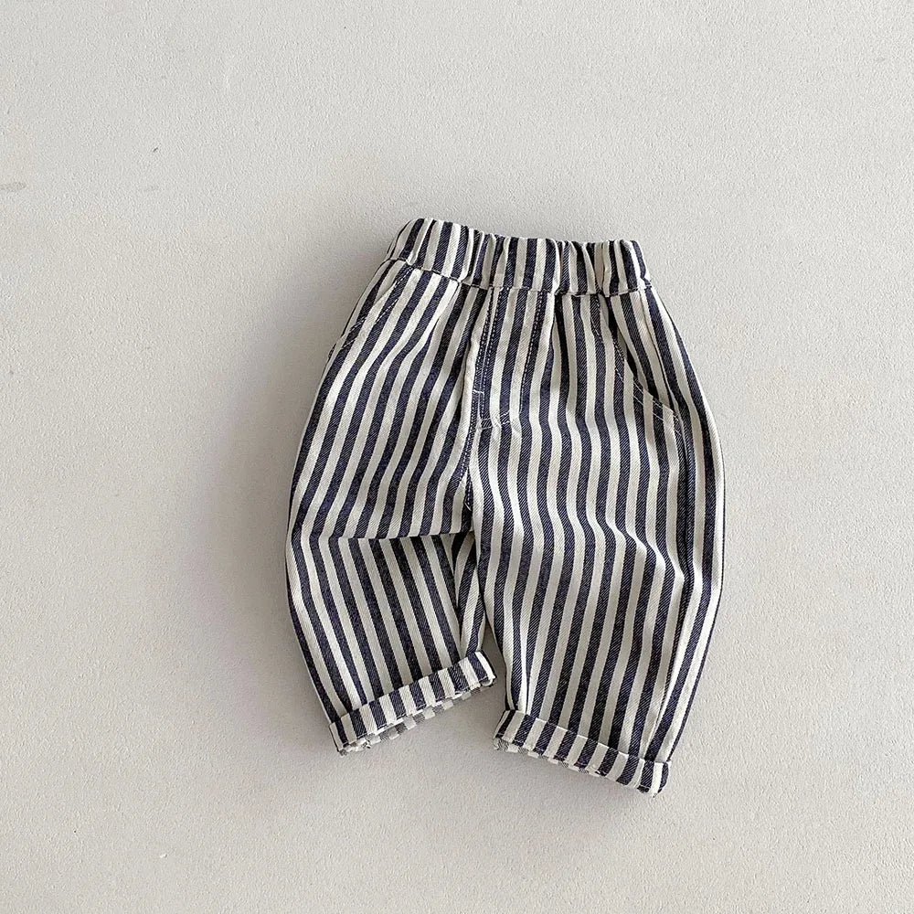 Solid Color Kids Pants - Elastic Waist Casual Trousers (1-6 Years)