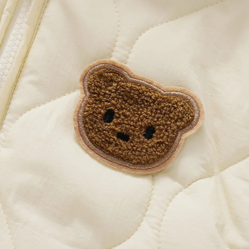 Winter Baby Fur Lining Romper | Warm Toddler Cartoon Bear Jumpsuit | USA