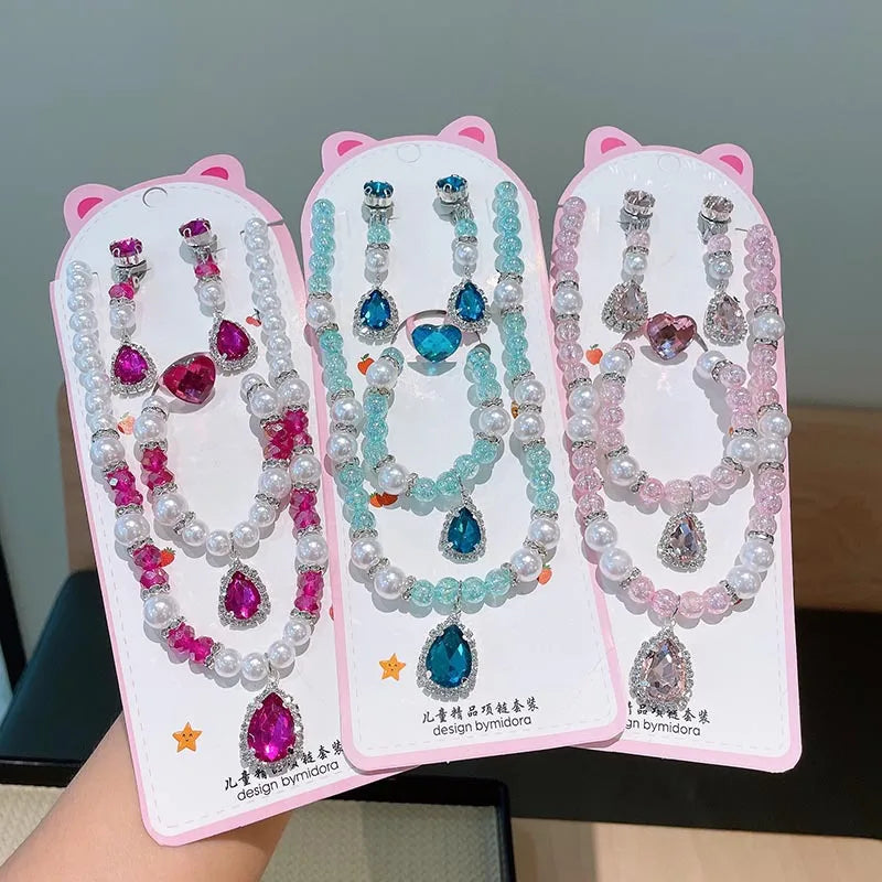 Princess Jewelry Set for Girls - Necklace Earrings Bracelet Ring | Ships to USA & Australia
