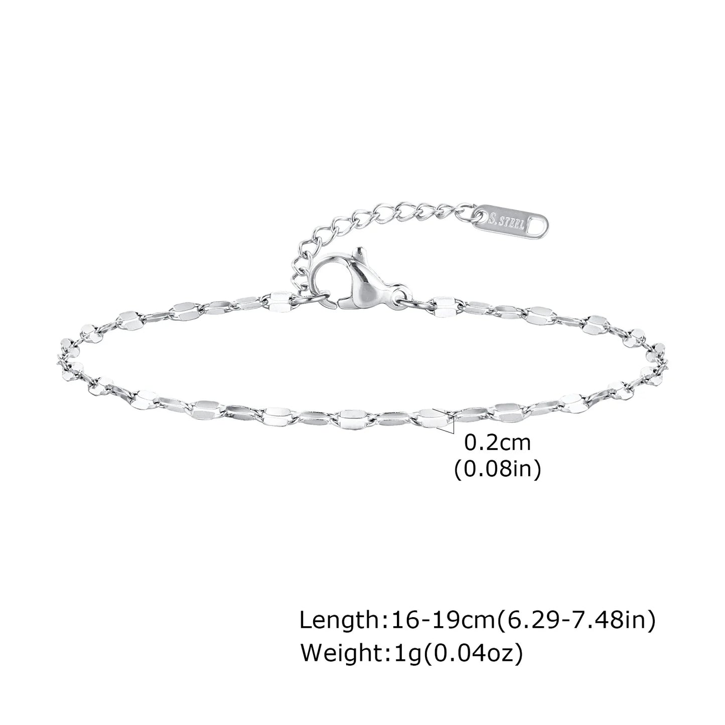 Stainless Steel Link Chain Bracelet | Silver Stackable Layered Set | USA