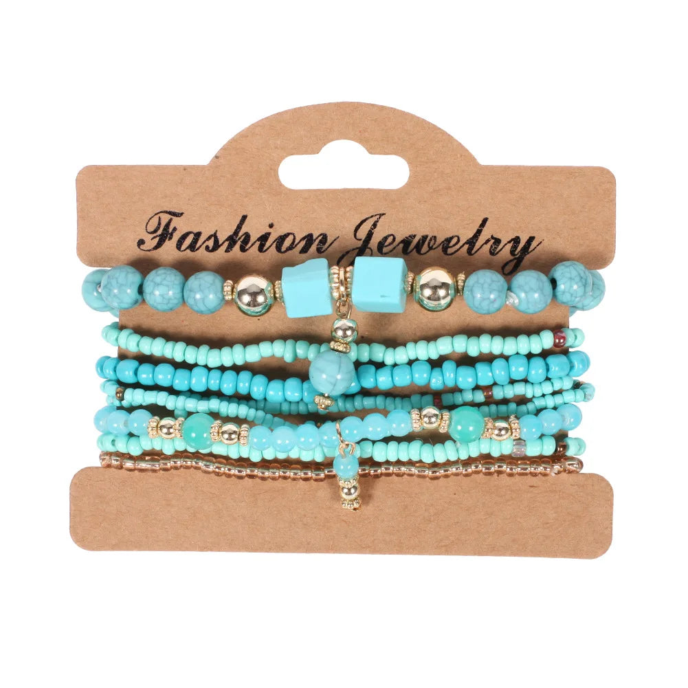 Bohemian Beaded Bracelet Set | Colorful Handmade Layered Bangles | USA Australia