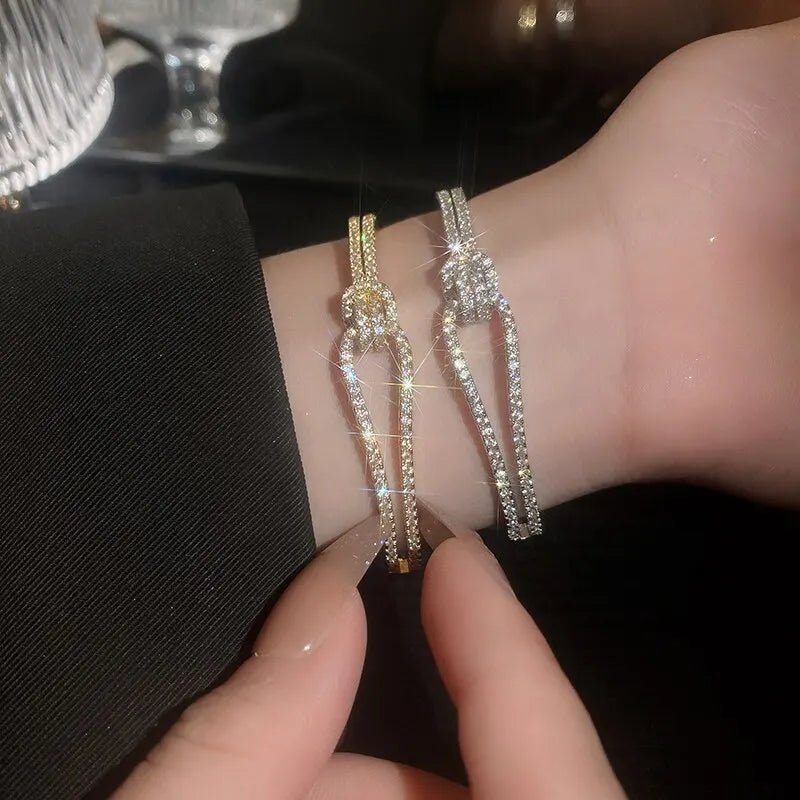 Full Zircon Cuff Bracelet | Gold Plated Copper Minimalist Bangle | USA Australia