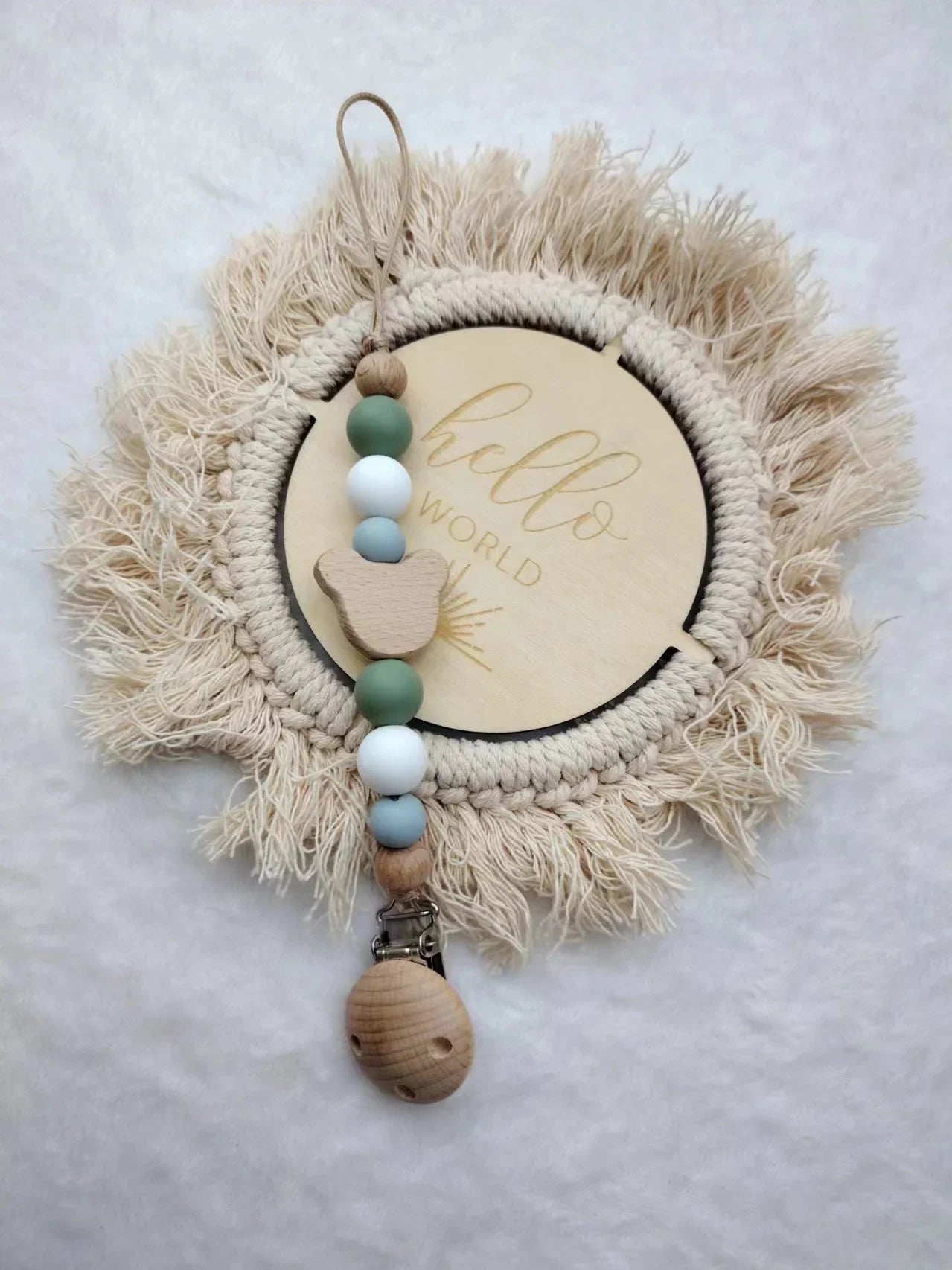 Custom Name Wooden Pacifier Chain | Silicone Bead Dummy Holder | USA Australia