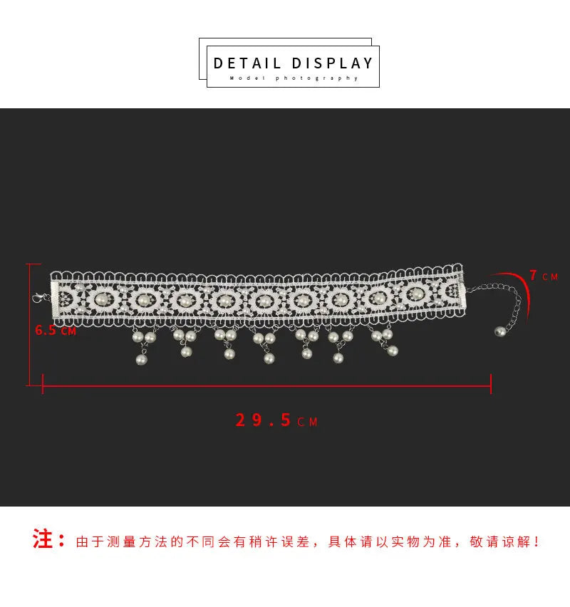 White Pearl Lace Necklace & Earrings Set | Lolita Fashion Accessories