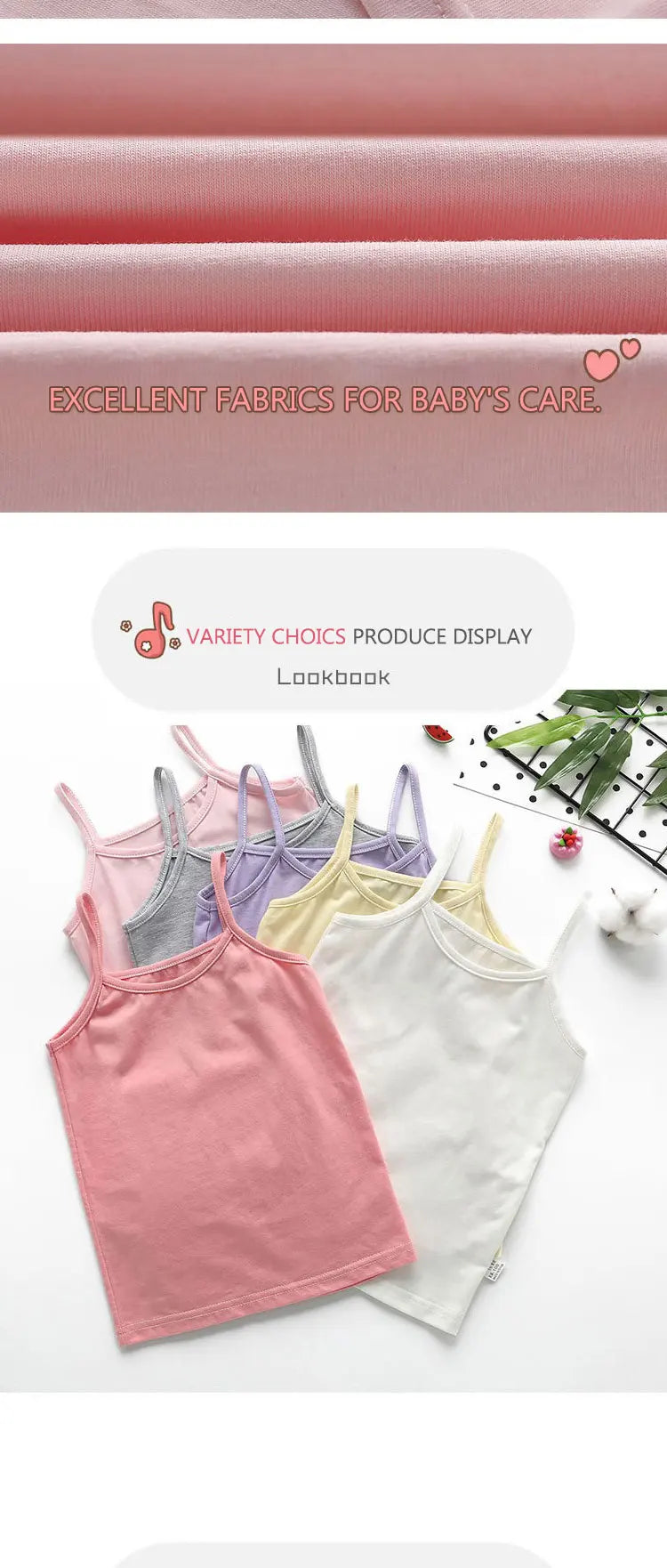 2025 Summer Cotton Girls Tanks Top Breathable Underwears Children Camisoles Kids Solid Color Undershirt Sleeveless Vest Age 3-8