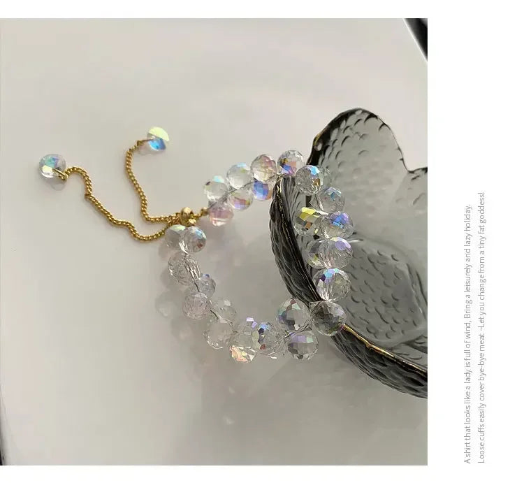 Transparent Crystal Bracelet for Kids | Shiny Stone Beads Elastic Bangle | USA