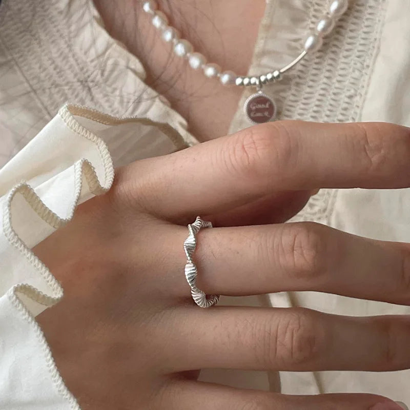 Sterling Silver Flower Bow Ring - Love Combination Adjustable Design