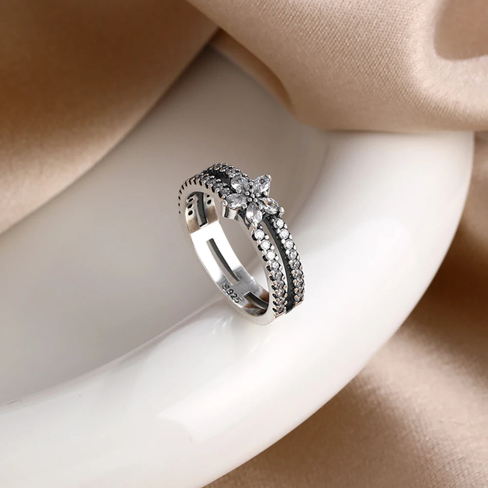 925 Silver Originales Miniso Disney Mickey Minnie butterfly Daisy Wedding Ring Set For Woman Luxury Jewelry Party Gift