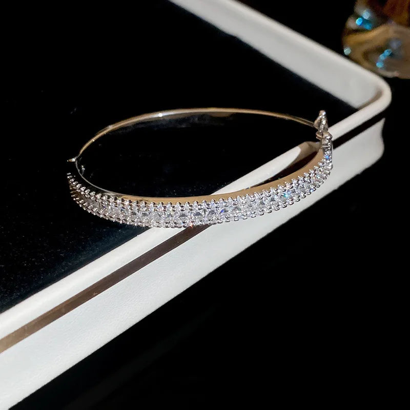 Full Zircon Cuff Bracelet | Gold Plated Copper Minimalist Bangle | USA Australia