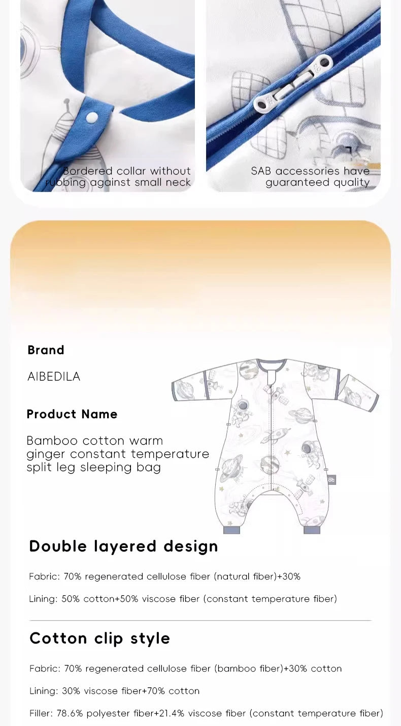 AIBEDILA Kids Onesie Boys Girls Long Sleeve Bamboo Cotton Pajamas Children Winter Cartoon Pyjama Baby Sleepwear Sleeping Bag