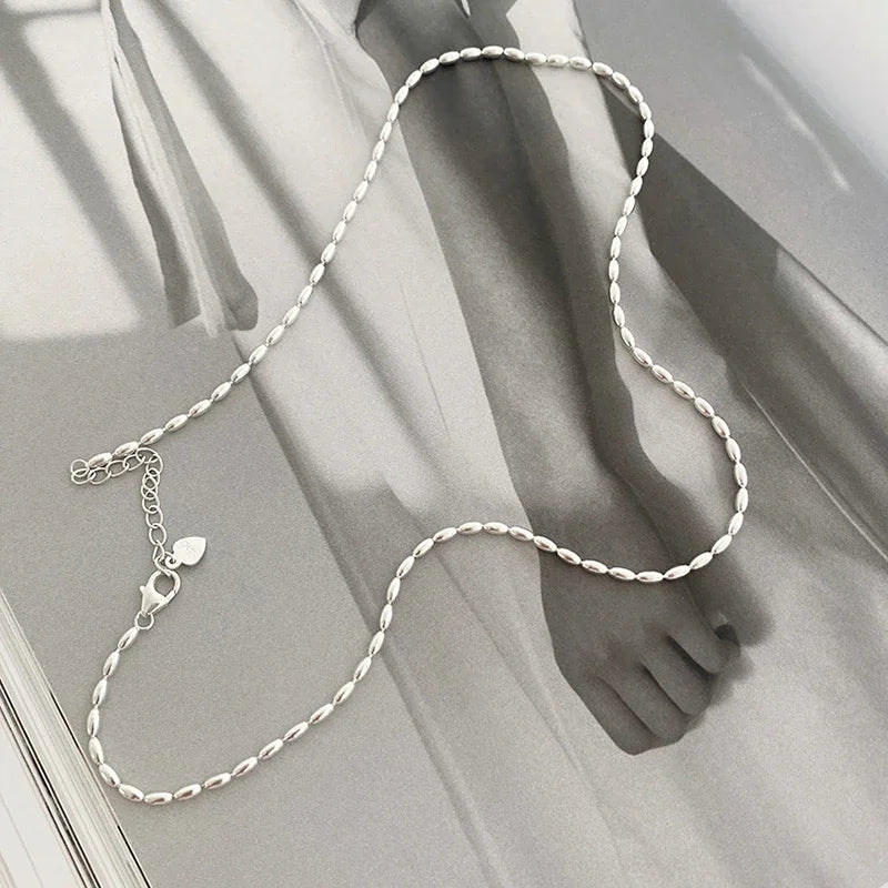 925 Sterling Silver Geometric Beads Necklace | Delicate Choker | USA Australia