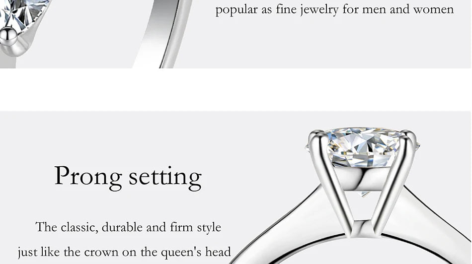 Moissanite Engagement Ring | 925 Sterling Silver | 0.5/1/2CT Options | USA